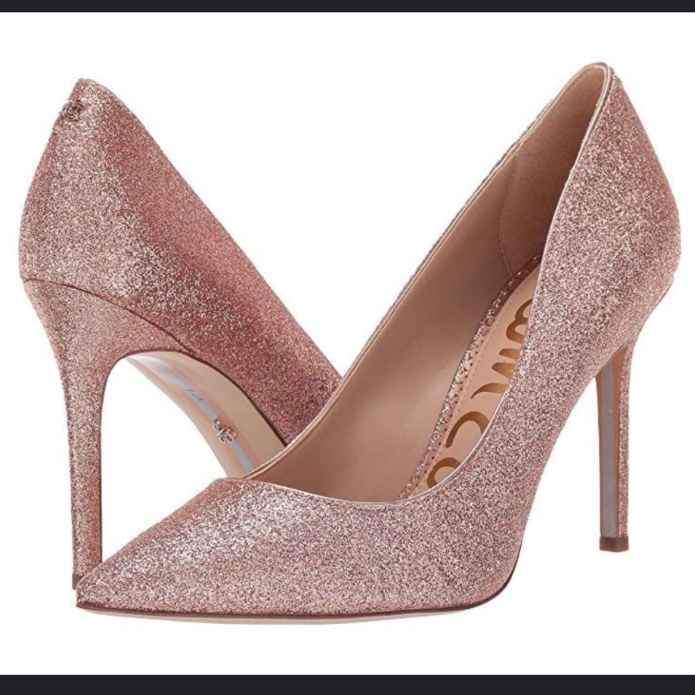 Sam Edelman Women’s Rose Gold Glitter Pump Stilettos